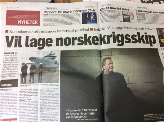 Vil at forsvarsmateriell produseres i Norge