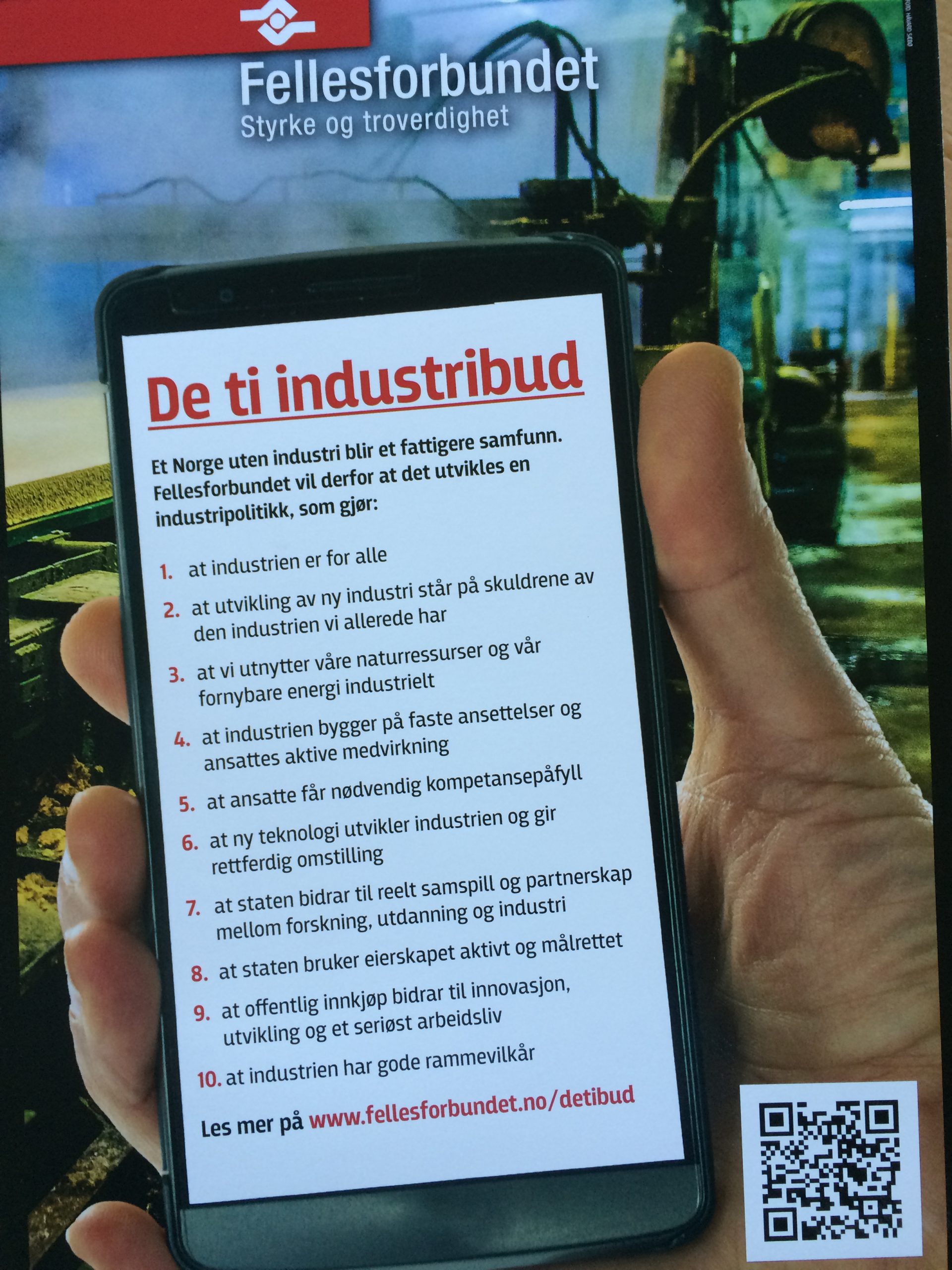 Fellesforbundet lanserer 10 “industribud”