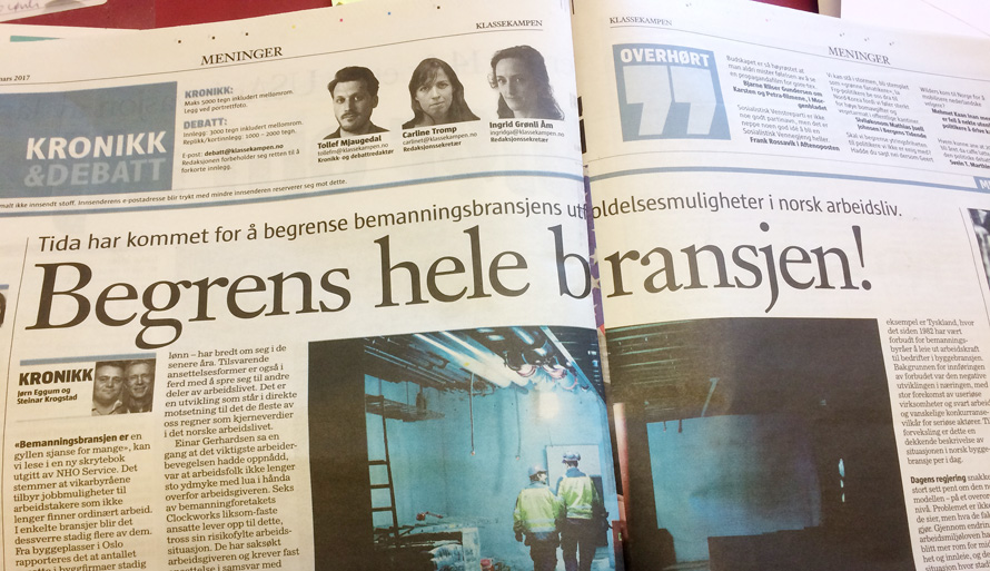 Vil begrense bemanningsbransjen!