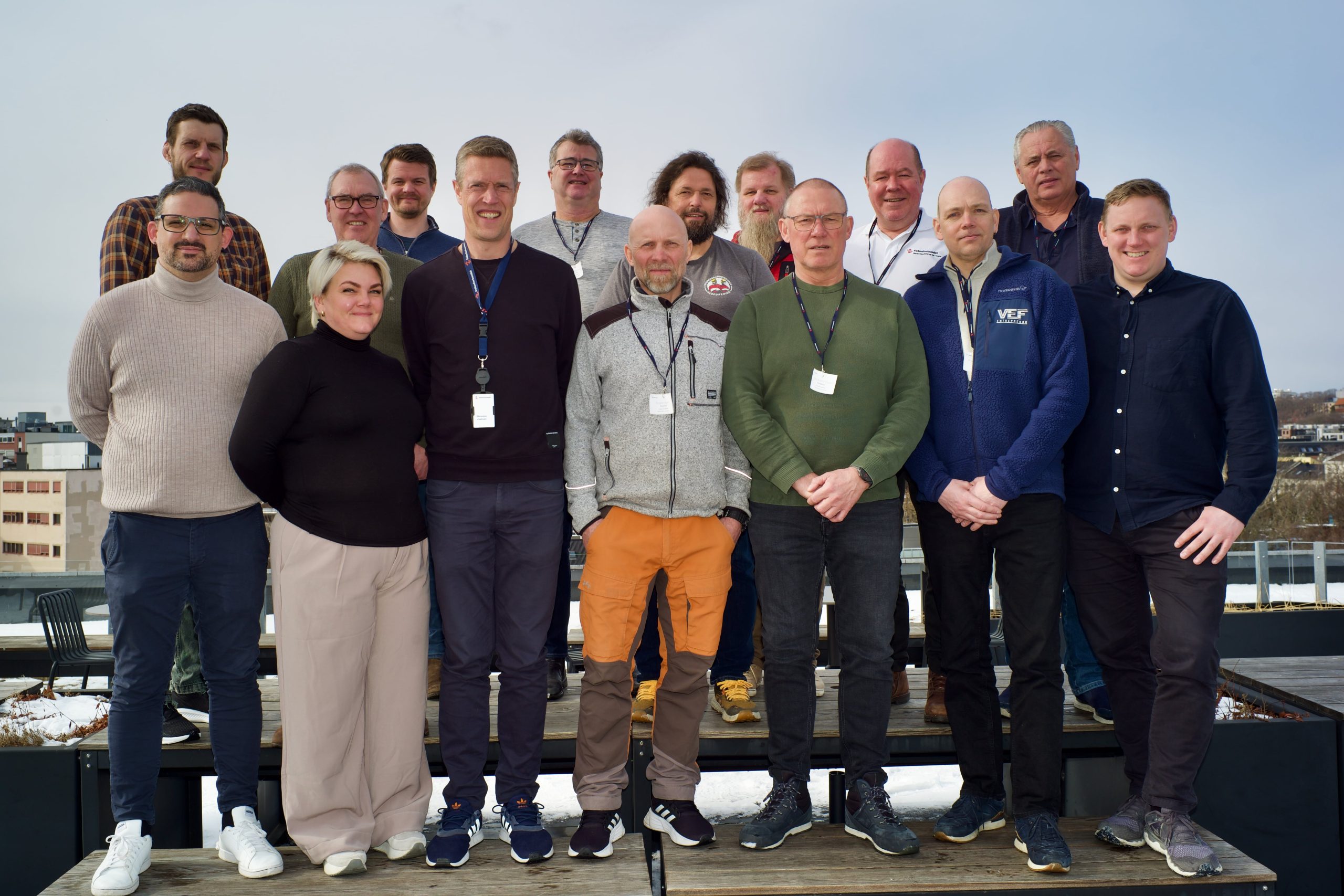Fellesforbundets forhandlingsdelegasjon. Første rekke fra venstre: Joakim Gebhardt, Julie Wilhelmsen, Christian, Justnes, Torgeir Aakre, Odd Andre Olsen, Preben Lindberg, Kenneth Olderøyen. Andre rekke fra venstre: Alexander H. Øyen, Ørjan Reinholdsen, Magnus Alstadsæter, Kjetil Grønsberg, Harald Braaten, Jan Petter Gruholt, Bjørn Tore Myrvang, Eddy Henningsen. Foto: Willy Bergsnov, Fellesforbundet
